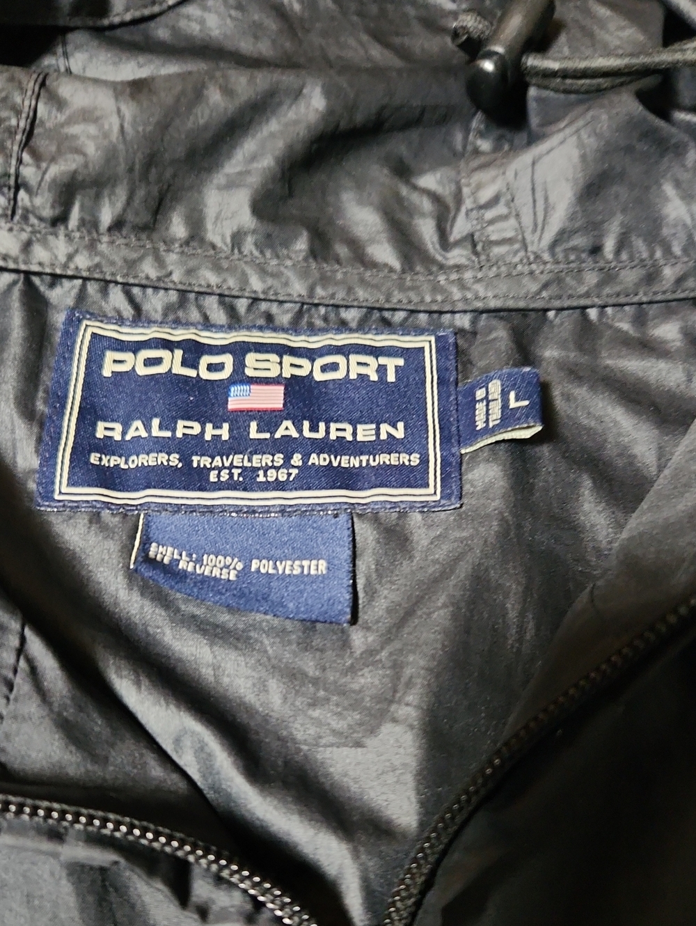 Rare Vintage Polo Sport Black Hooded Windbreaker Jacket 90s - Picture 6 of 12